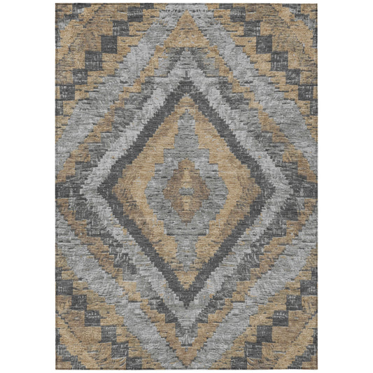 Addison Rugs Chantille ACN1890KH 9 x 12 (ft) Loomed Polyester Khaki Rectangular Indoor/Outdoor Geometric Machine washable Pet Friendly Area rug