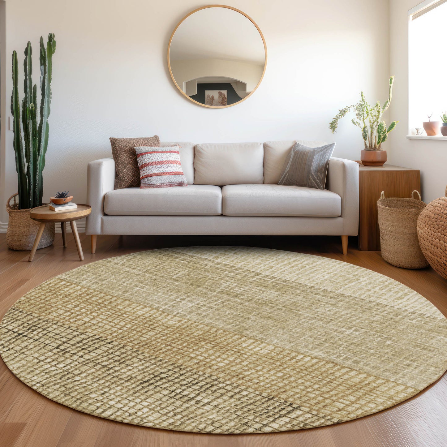 Addison Rugs Chantille ACN1831BR 8 x 8 (ft) Loomed Polyester Brown Round Indoor/Outdoor Geometric Machine washable Pet Friendly Area rug