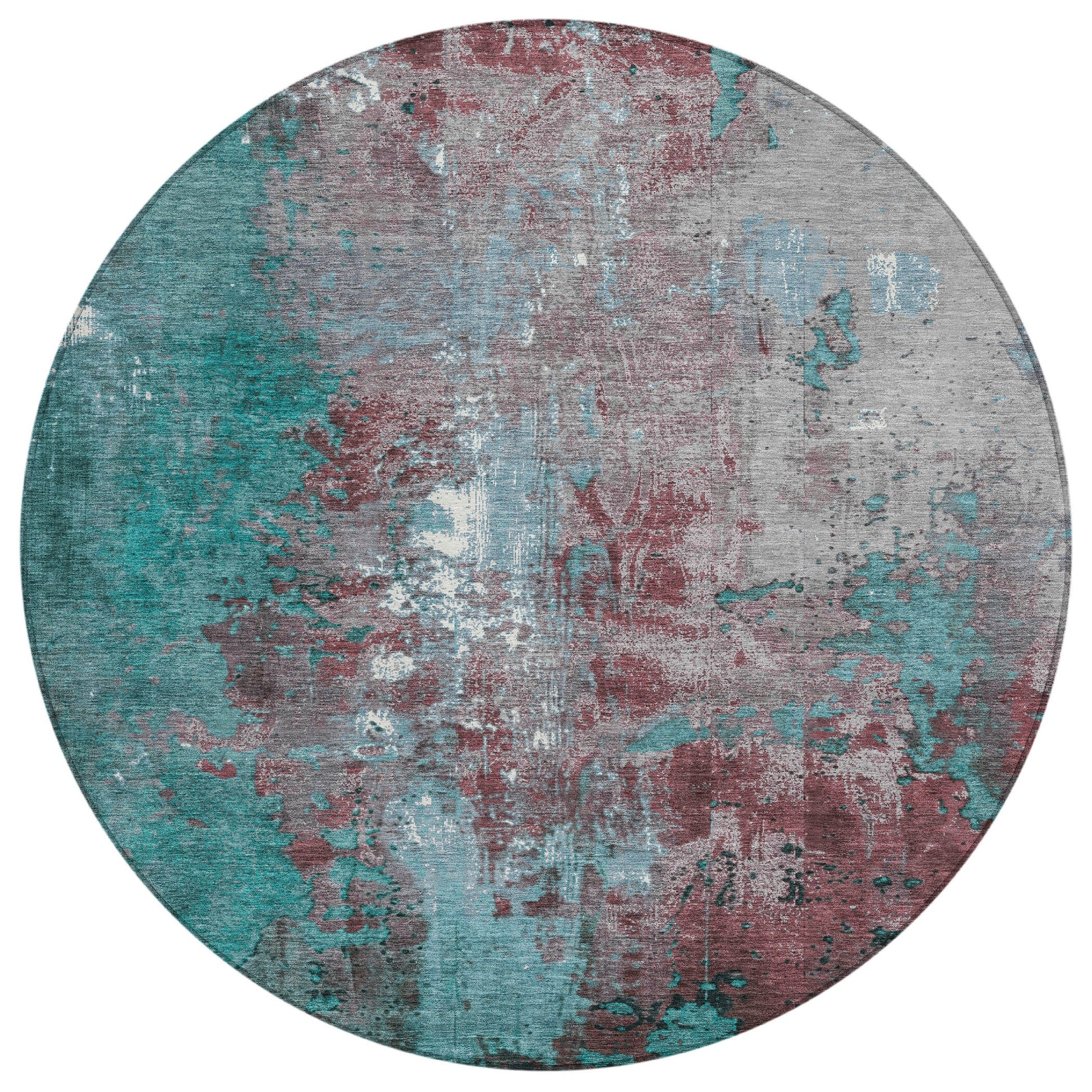Addison Rugs Chantille ACN1870TQ 8 x 8 (ft) Loomed Polyester Turquoise Round Indoor/Outdoor Geometric Machine washable Pet Friendly Area rug
