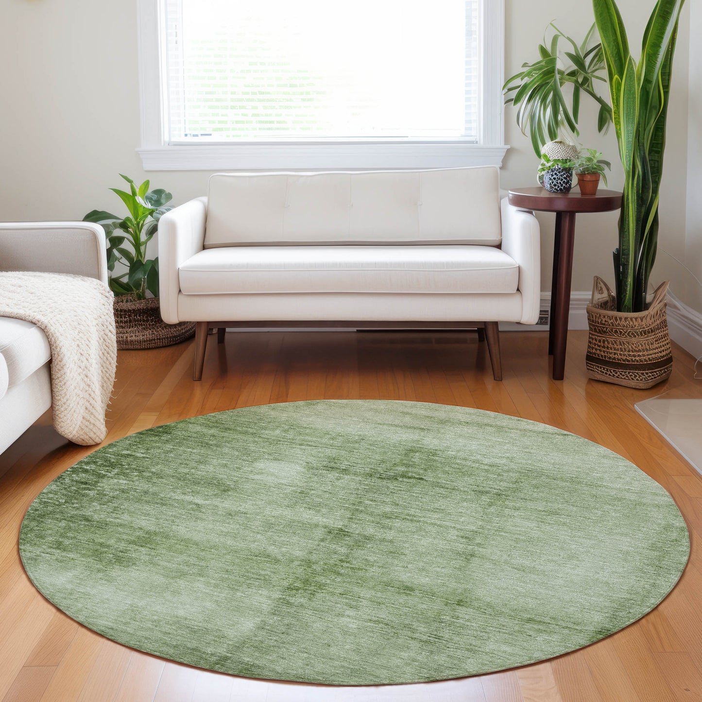 Addison Rugs Chantille ACN1884AL 8 x 8 (ft) Loomed Polyester Aloe Round Indoor/Outdoor Geometric Machine washable Pet Friendly Area rug