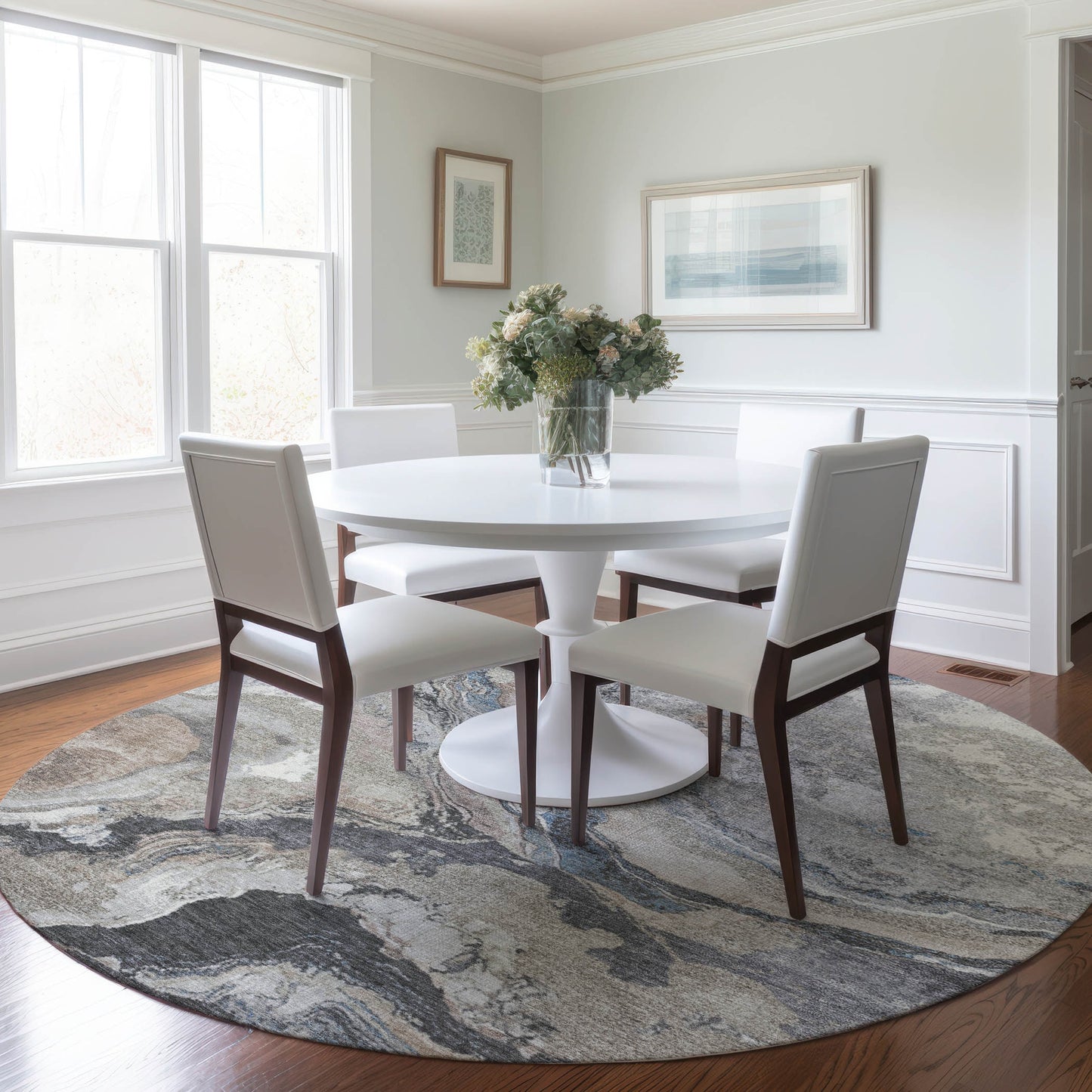 Addison Rugs Chantille ACN1908TP 8 x 8 (ft) Loomed Polyester Taupe Round Indoor/Outdoor Machine washable Pet Friendly Area rug