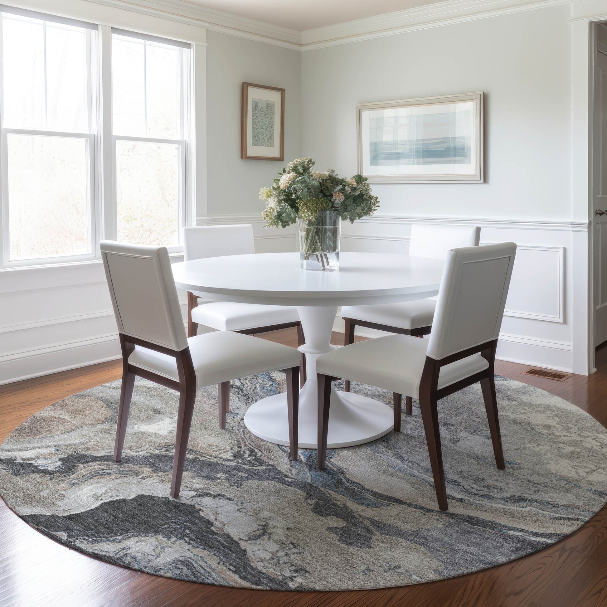 Addison Rugs Chantille ACN1908TP 8 x 8 (ft) Loomed Polyester Taupe Round Indoor/Outdoor Machine washable Pet Friendly Area rug