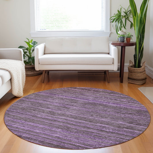 Addison Rugs Chantille ACN1846PP 8 x 8 (ft) Loomed Polyester Purple Round Indoor/Outdoor Geometric Machine washable Pet Friendly Area rug