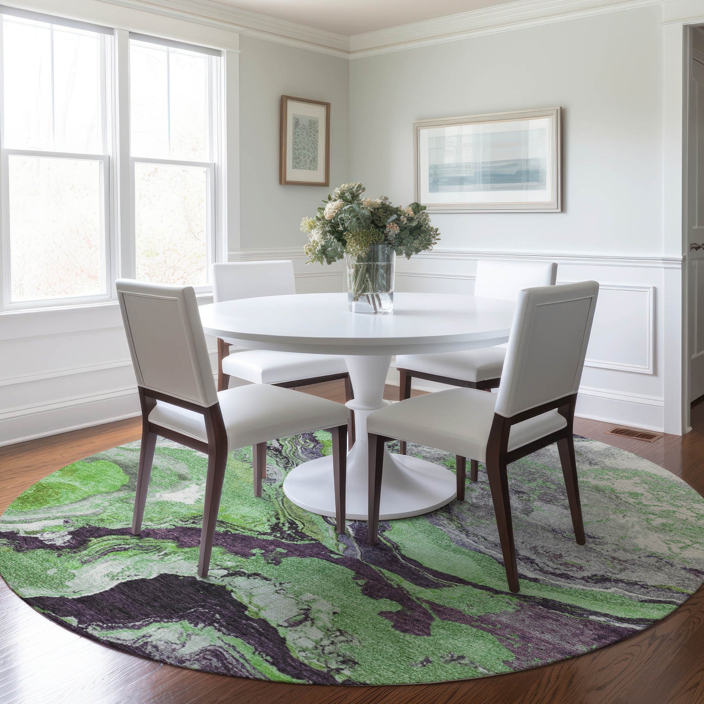 Addison Rugs Chantille ACN1908GE 8 x 8 (ft) Loomed Polyester Green Round Indoor/Outdoor Machine washable Pet Friendly Area rug