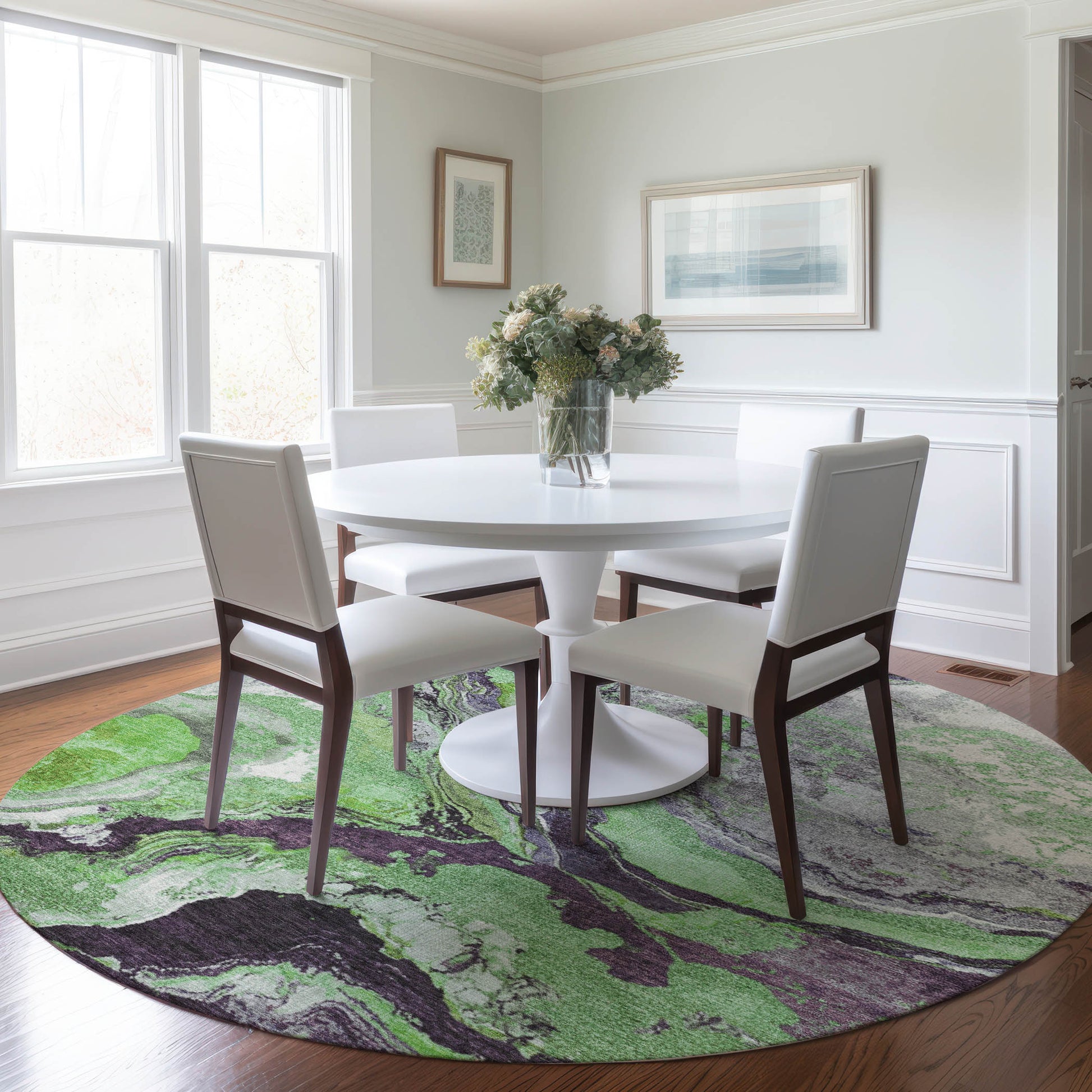 Addison Rugs Chantille ACN1908GE 8 x 8 (ft) Loomed Polyester Green Round Indoor/Outdoor Machine washable Pet Friendly Area rug