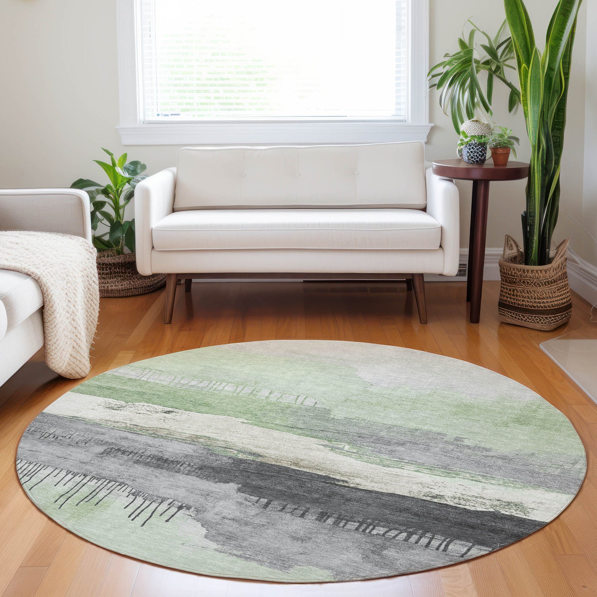 Addison Rugs Chantille ACN1880MZ 8 x 8 (ft) Loomed Polyester Mint Round Indoor/Outdoor Geometric Machine washable Pet Friendly Area rug