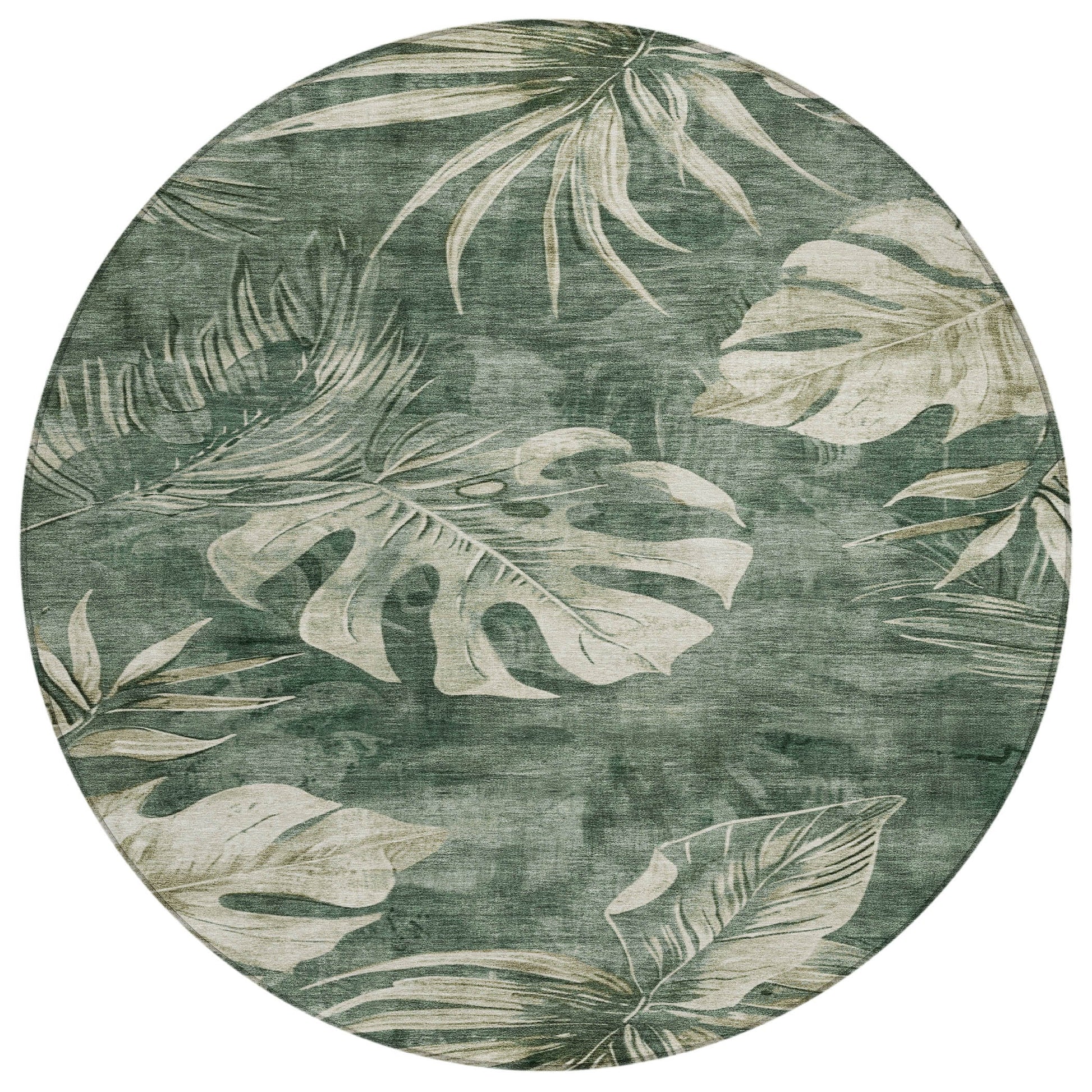 Addison Rugs Chantille ACN1887FE 8 x 8 (ft) Loomed Polyester Fern Round Indoor/Outdoor Geometric Machine washable Pet Friendly Area rug