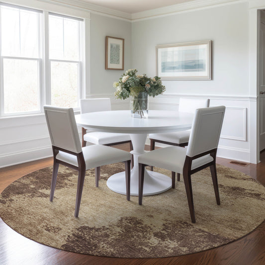 Addison Rugs Chantille ACN1902BR 8 x 8 (ft) Loomed Polyester Brown Round Indoor/Outdoor Machine washable Pet Friendly Area rug