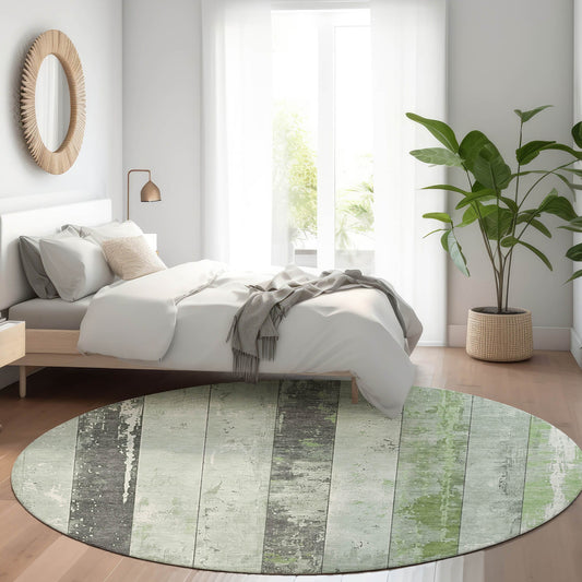 Addison Rugs Chantille ACN1868AL 8 x 8 (ft) Loomed Polyester Aloe Round Indoor/Outdoor Geometric Machine washable Pet Friendly Area rug