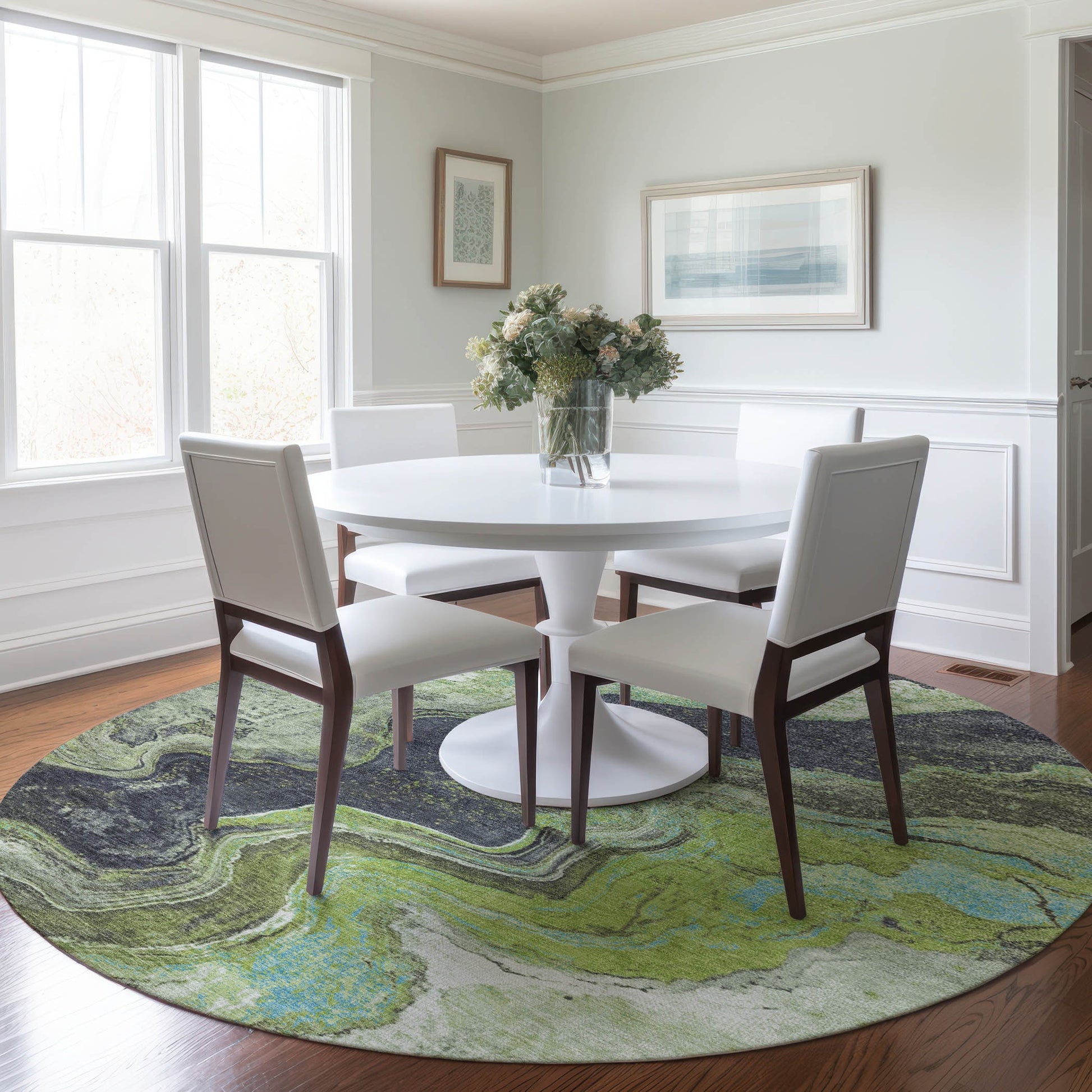 Addison Rugs Chantille ACN1907AL 8 x 8 (ft) Loomed Polyester Aloe Round Indoor/Outdoor Machine washable Pet Friendly Area rug