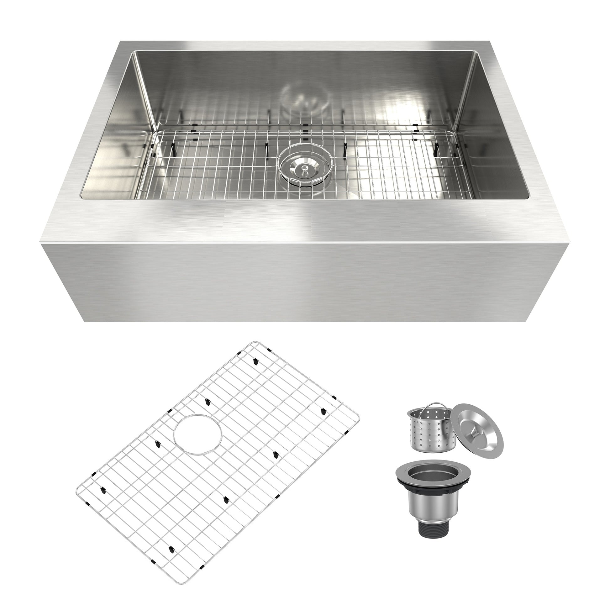 CASAINC Farmhouse apron front 33-in x 22-in Stainless steel Single bowl 18 -Gauge Kitchen Sink