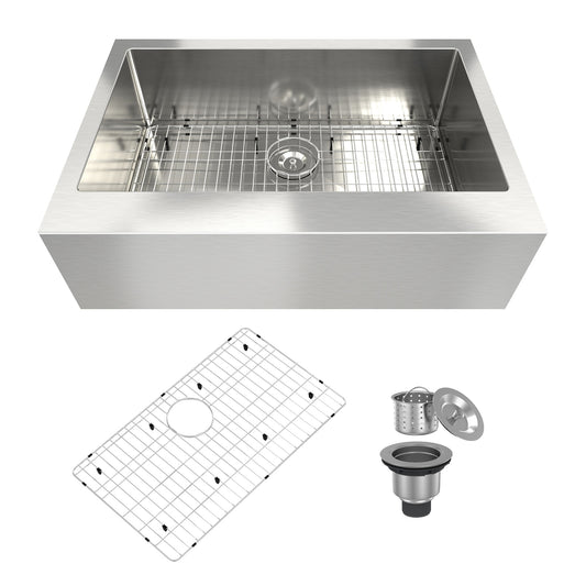 CASAINC Farmhouse apron front 33-in x 22-in Stainless steel Single bowl 18 -Gauge Kitchen Sink