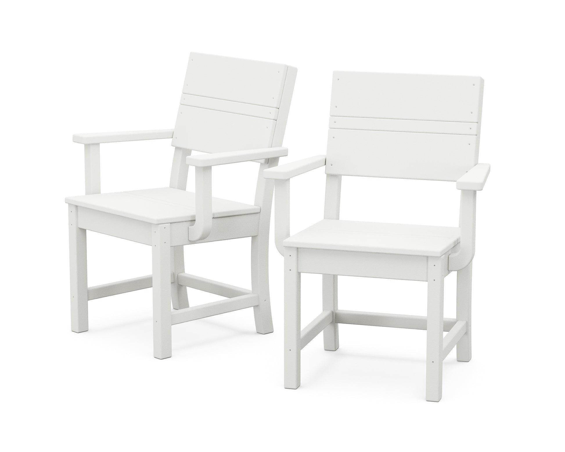 Origin 21 by POLYWOOD Irving Set of 2 White HDPE Frame Stationary Dining Chair with Slat Seat