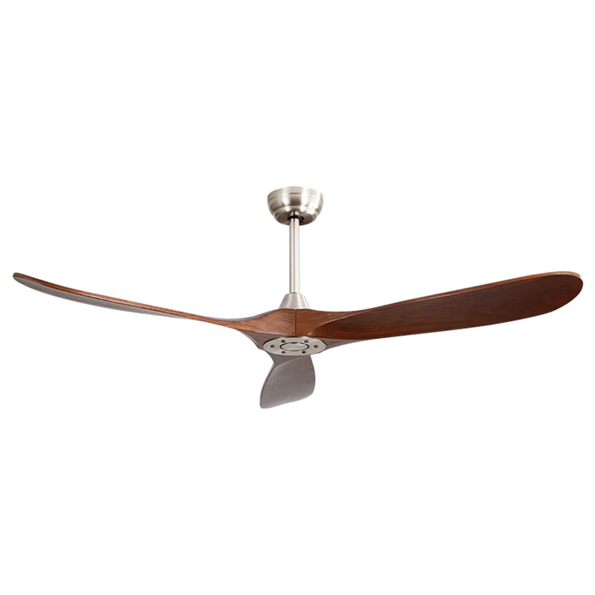 SINOFURN 60-in Nickel + Brown with Wood Blades Ceiling Fan Without Light 3 -Blade