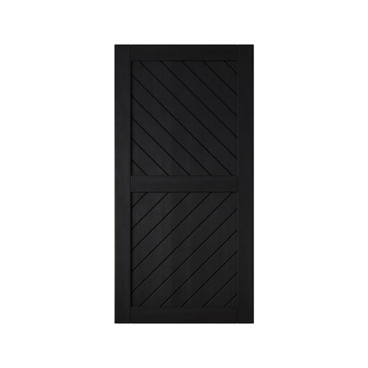 HOMACER 40-in x 80-in Black Prefinished Non-standard Pine Wood Solid core Single Barn Door (Hardware Not Included)