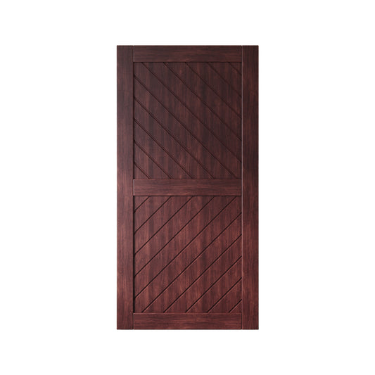HOMACER 40-in x 80-in Red Mahogany Prefinished Non-standard Pine Wood Solid core Single Barn Door (Hardware Not Included)