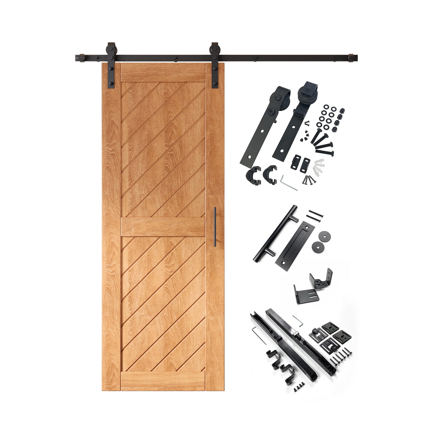 HOMACER 26-in x 80-in Early American Prefinished Non-standard Pine Wood Solid core Single Barn Door (Hardware Included)