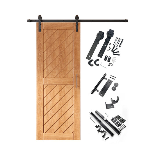 HOMACER 26-in x 80-in Early American Prefinished Non-standard Pine Wood Solid core Single Barn Door (Hardware Included)