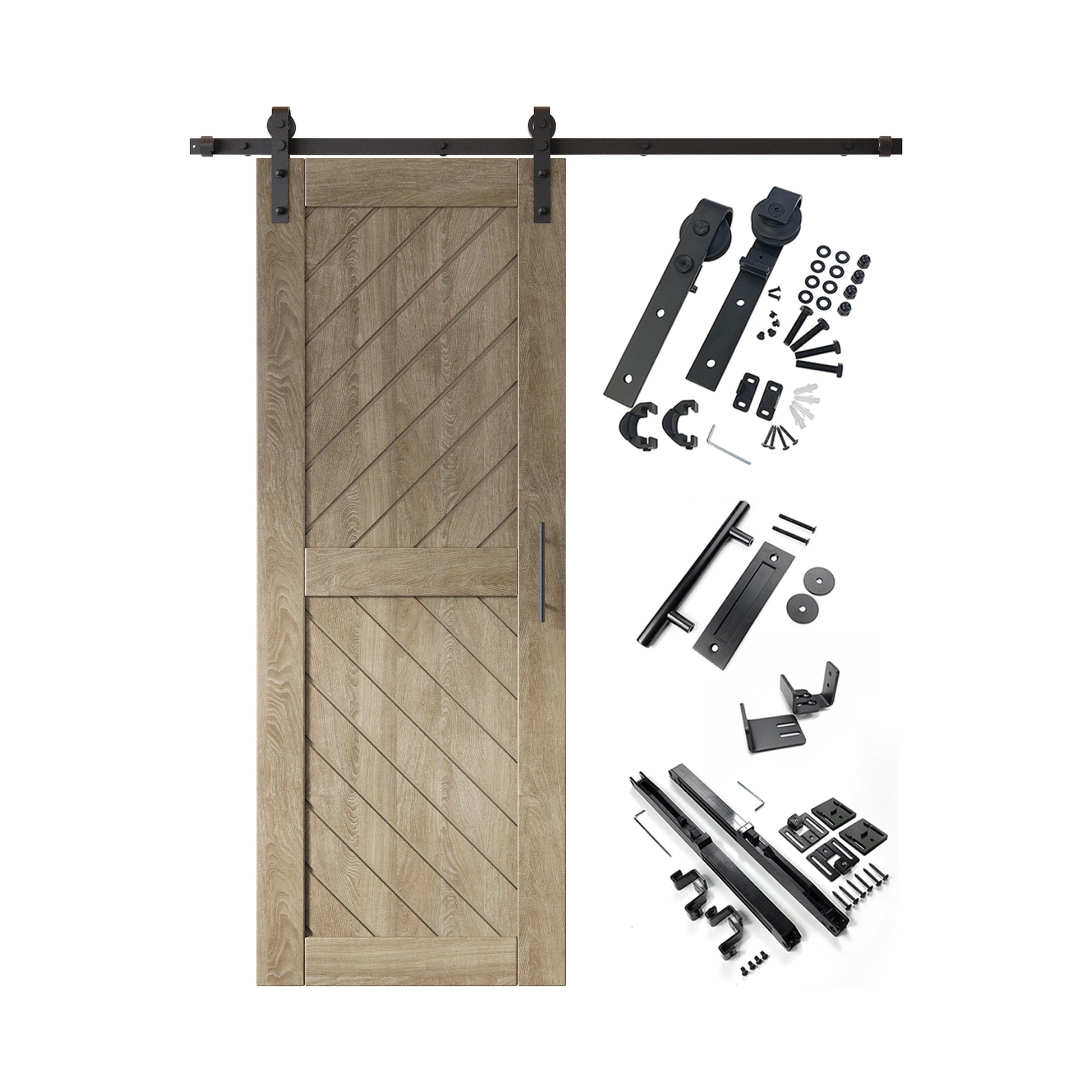HOMACER 26-in x 80-in Classic Gray Prefinished Non-standard Pine Wood Solid core Single Barn Door (Hardware Included)