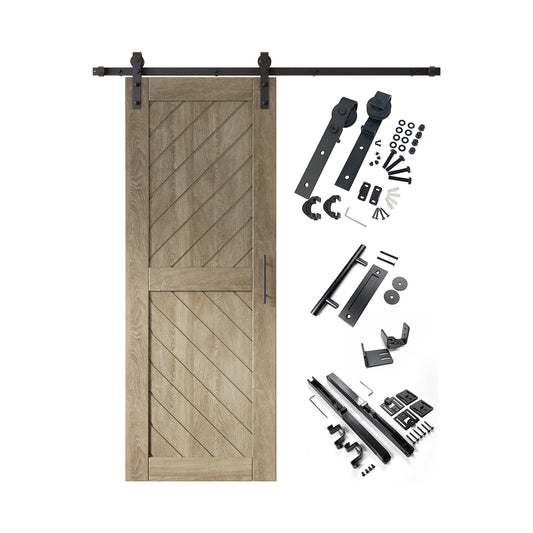 HOMACER 26-in x 80-in Classic Gray Prefinished Non-standard Pine Wood Solid core Single Barn Door (Hardware Included)