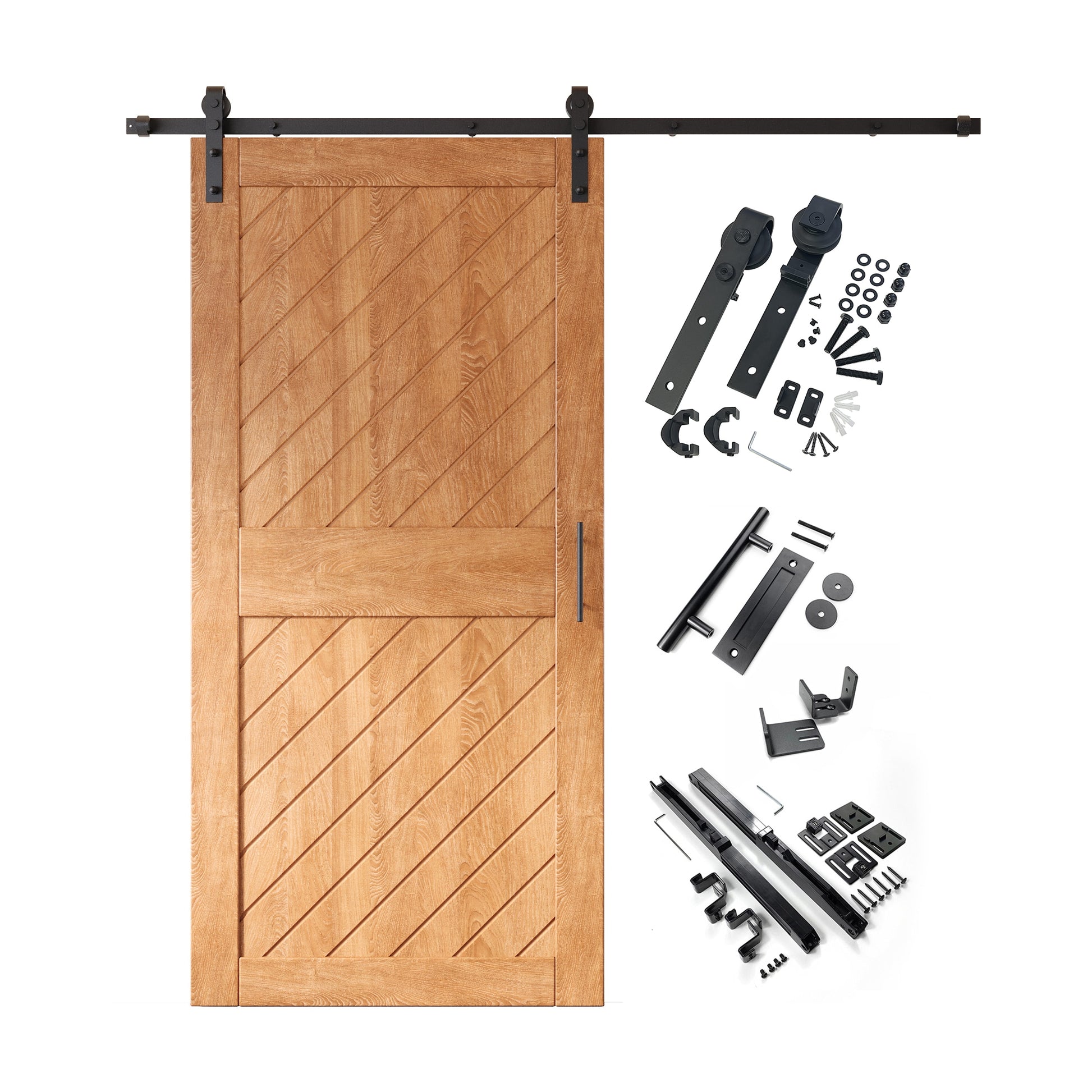 HOMACER 36-in x 84-in Early American Prefinished Non-standard Pine Wood Solid core Single Barn Door (Hardware Included)