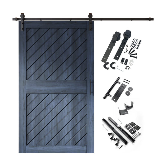 HOMACER 42-in x 84-in Navy Prefinished Non-standard Pine Wood Solid core Single Barn Door (Hardware Included)
