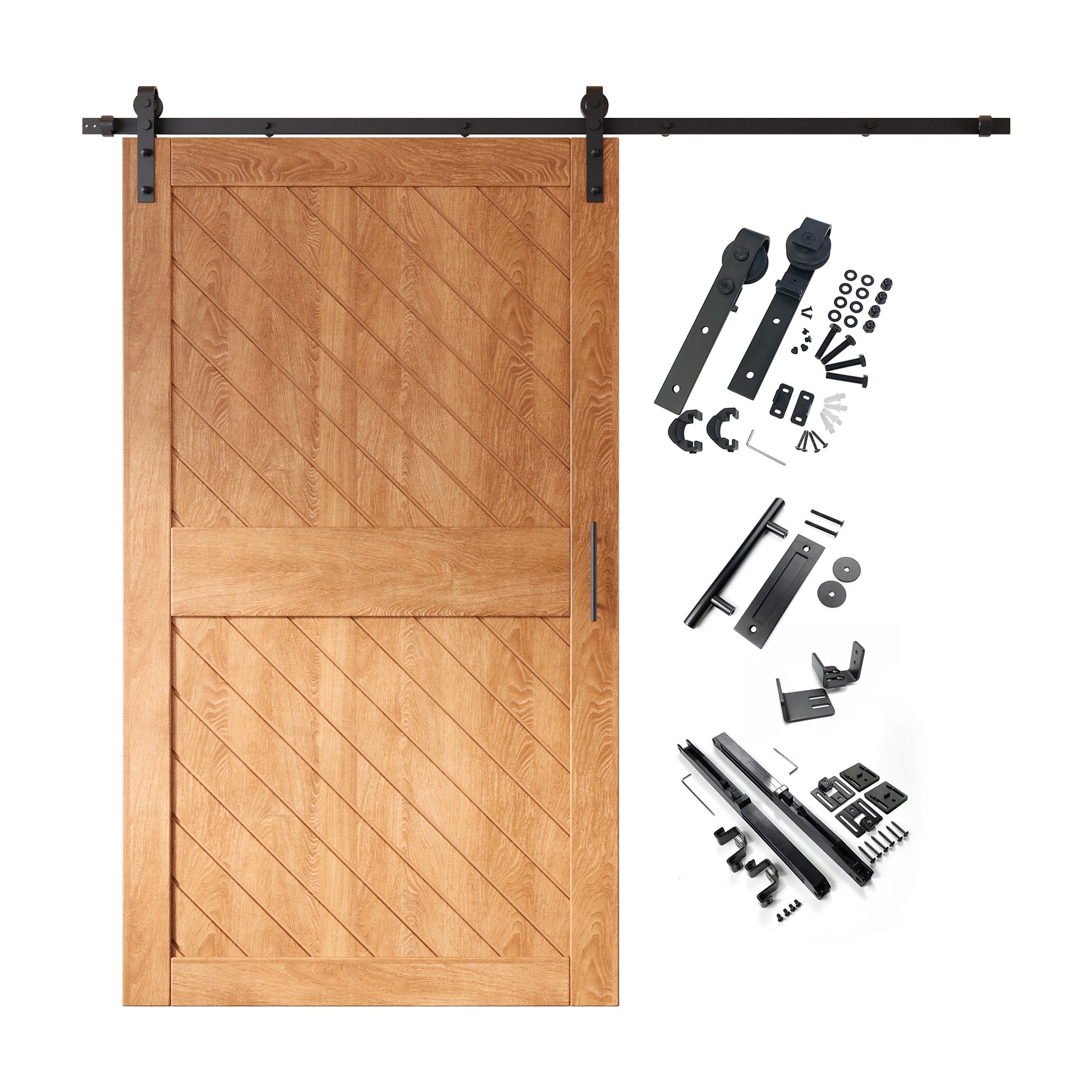 HOMACER 42-in x 84-in Early American Prefinished Non-standard Pine Wood Solid core Single Barn Door (Hardware Included)