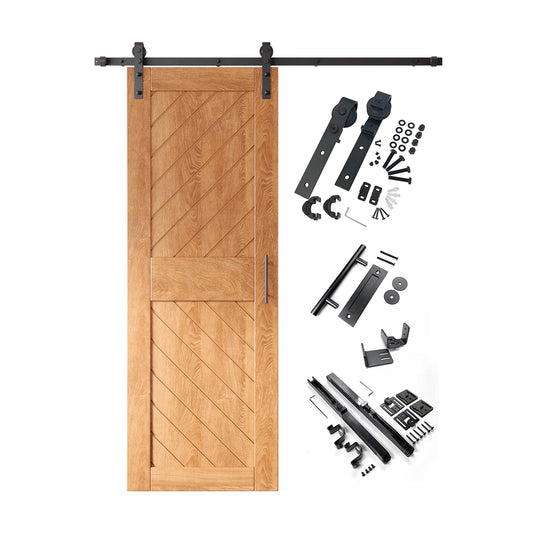 HOMACER 26-in x 84-in Early American Prefinished Non-standard Pine Wood Solid core Single Barn Door (Hardware Included)