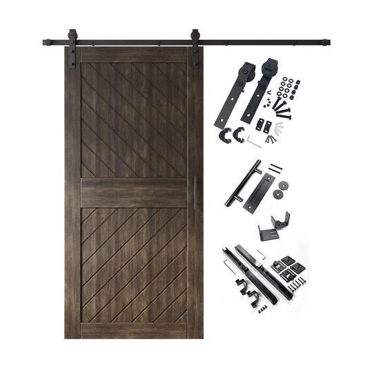 HOMACER 32-in x 84-in Ebony Prefinished Non-standard Pine Wood Solid core Single Barn Door (Hardware Included)