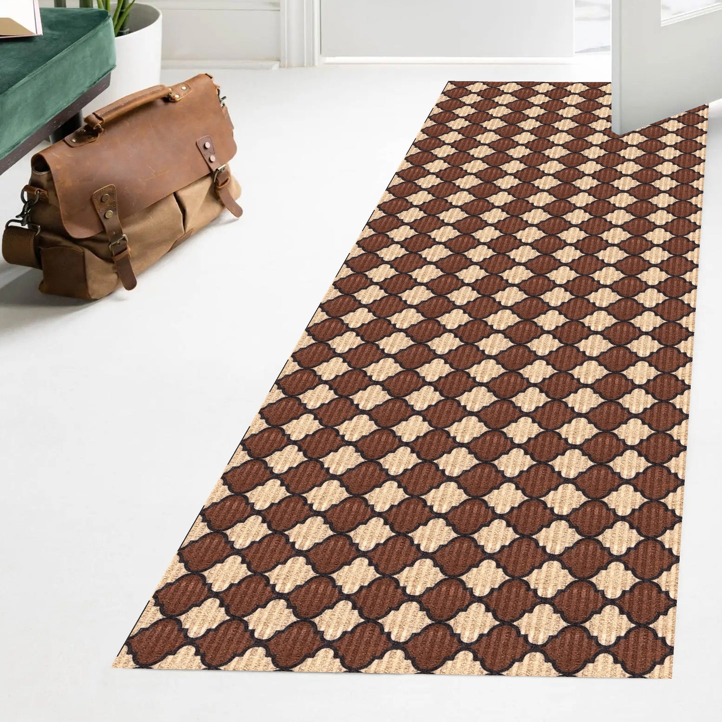 Playa Rug Extra Long Non-Slip Custom Cut Carpet for Hallways 3 x 40 (ft) Loomed Polyester Trellis-Brown Rectangular Indoor/Outdoor Trellis House Wahable Pet Friendly Runner rug