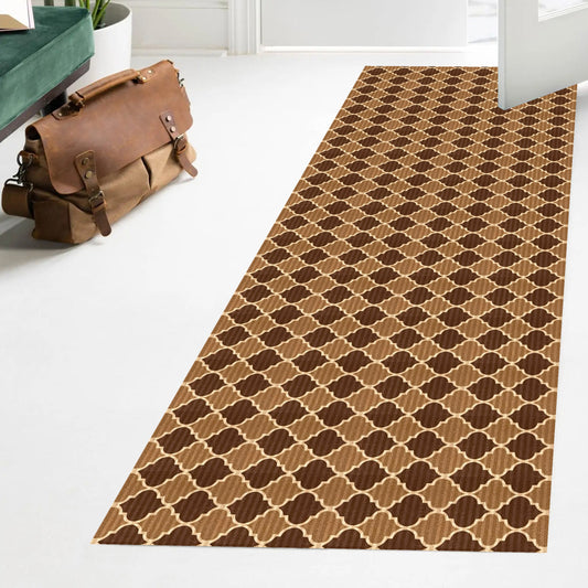 Playa Rug Extra Long Non-Slip Custom Cut Carpet for Hallways 3 x 44 (ft) Loomed Polyester Trellis-Beige Rectangular Indoor/Outdoor Trellis House Wahable Pet Friendly Runner rug