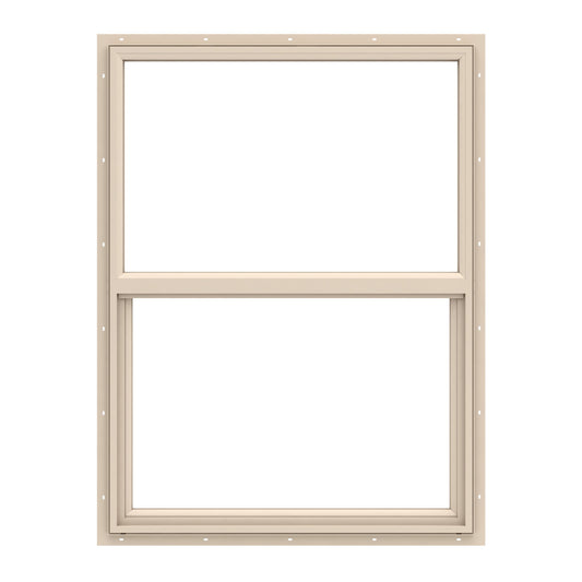 Pella 150 Series West 35-1/2-in x 59-1/2-in Almond Exterior Vinyl New Construction Single Hung Window Low-E argon Double Pane Glass (Half Screen Included)
