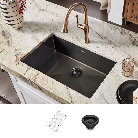 Ruvati Terraza Undermount 27-in x 19-in Stainless steel Single bowl 16 -Gauge Kitchen Sink