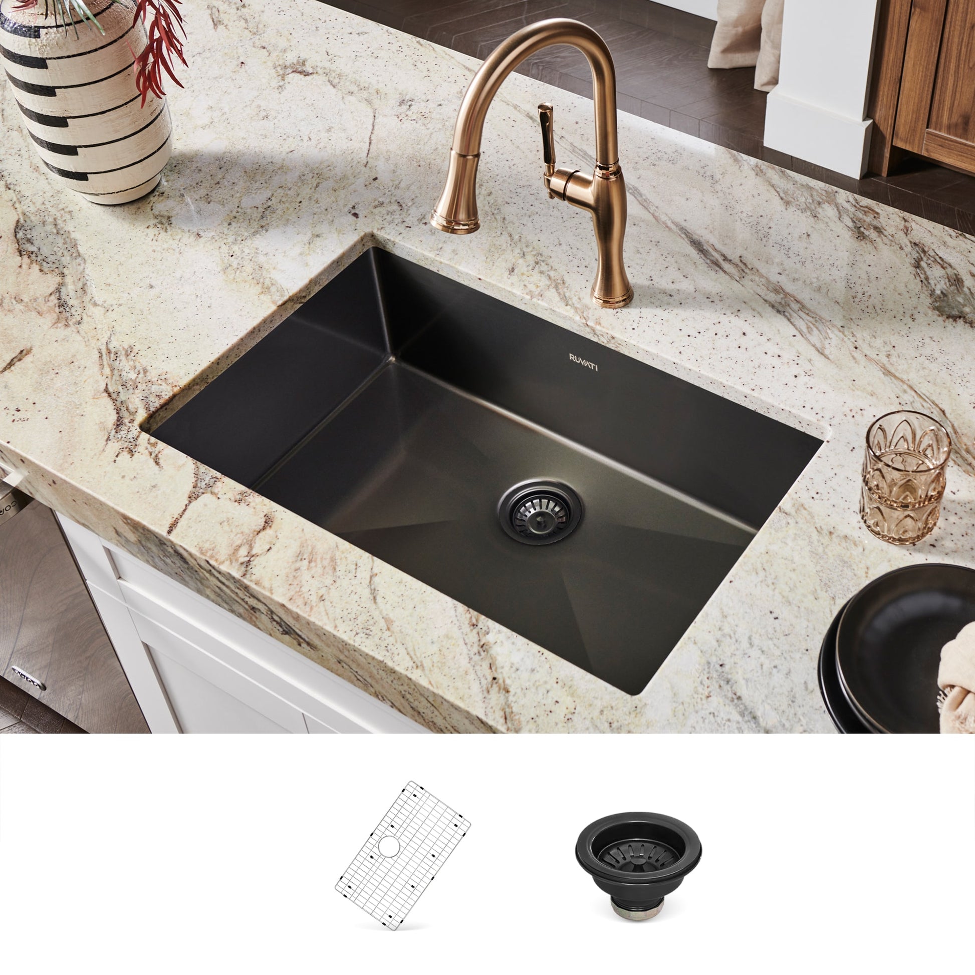Ruvati Terraza Undermount 33-in x 19-in Stainless steel Single bowl 16 -Gauge Kitchen Sink