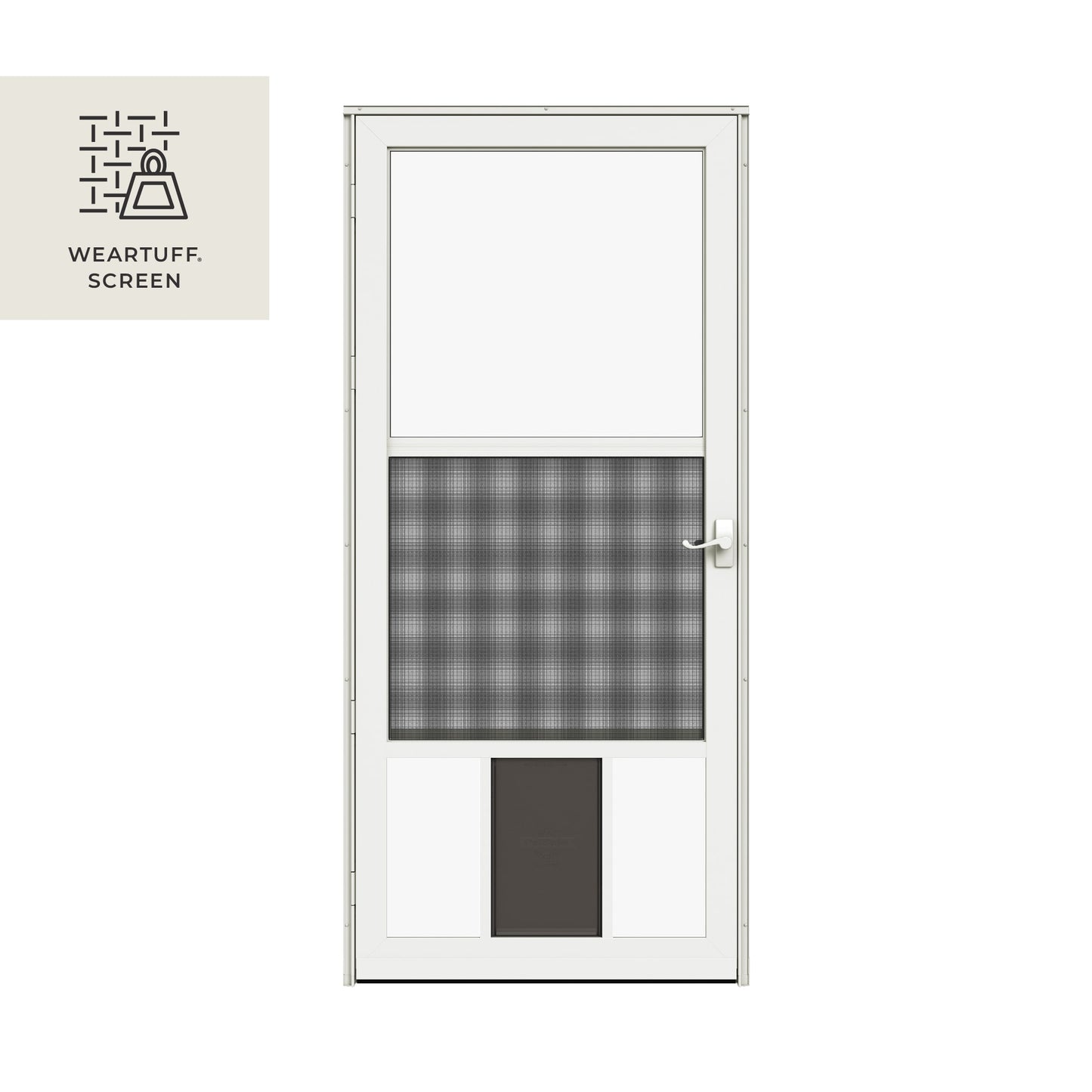 LARSON 25 Pet Fullview 32-in x 81-in White Aluminum Reversible Hinge Storm Door with Self-storing Screen ( White Handle Included )