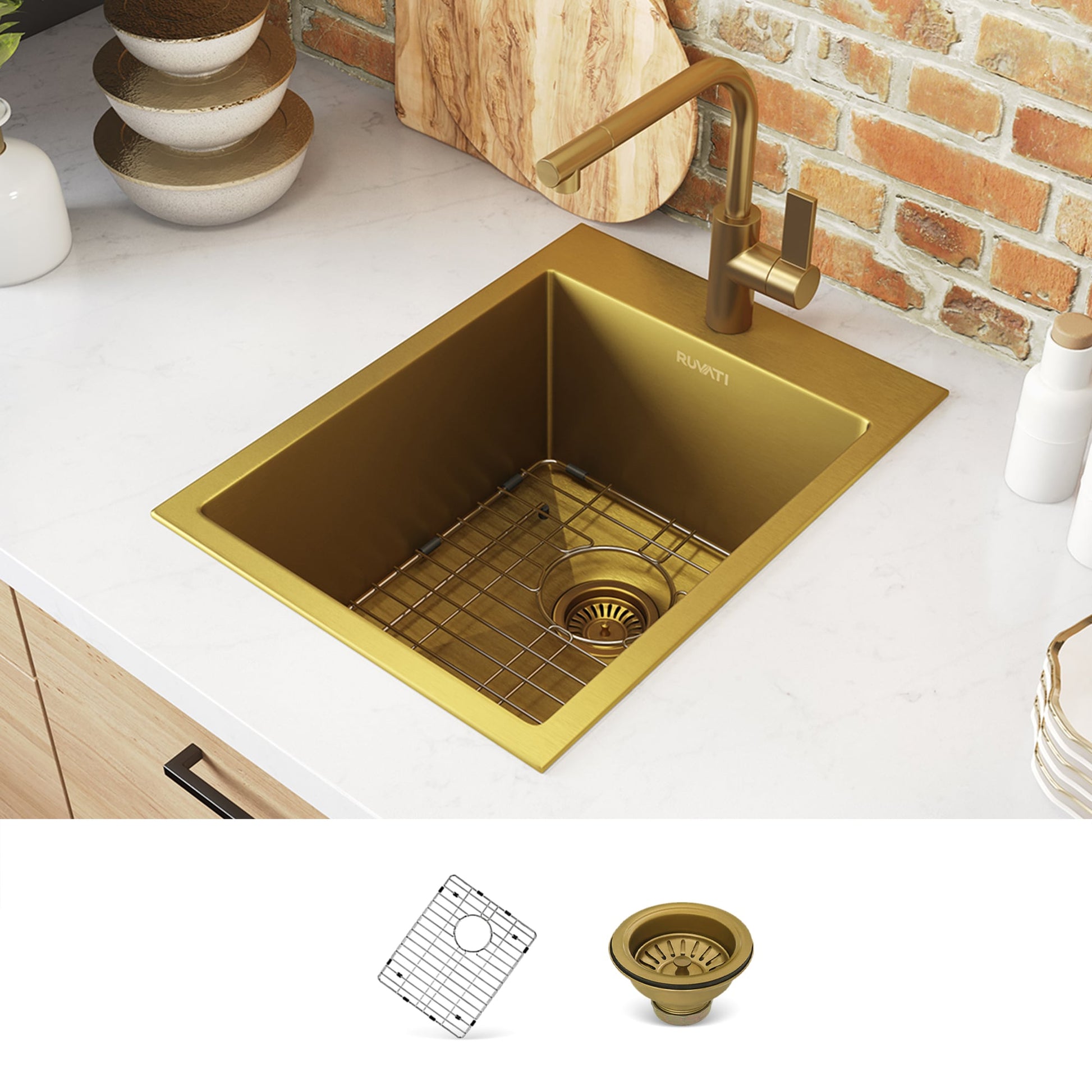 Ruvati 20-in L x 15-in W Stainless steel Drop-in Commercial/Residential Bar Sink