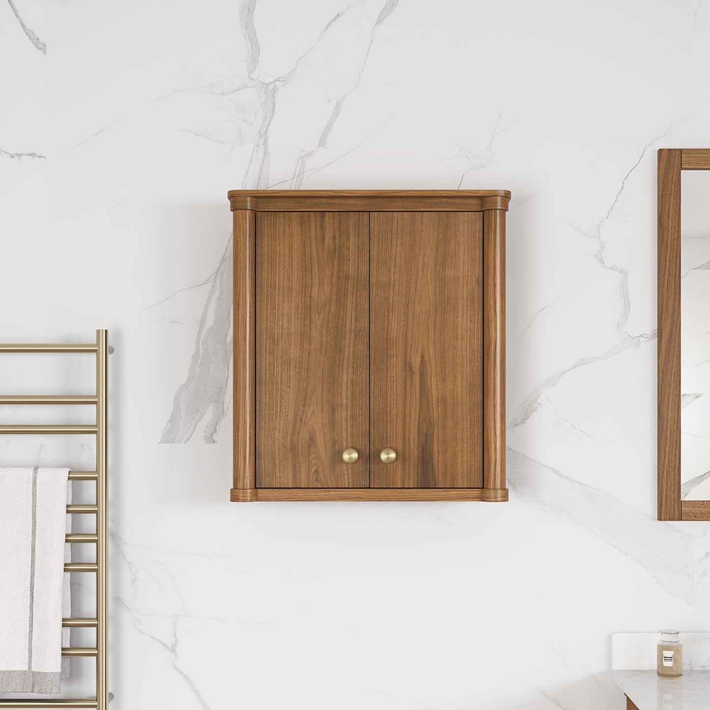 allen + roth Rian 22-in x 24-in x 7-in Golden Walnut Soft Close Bathroom Wall Cabinet