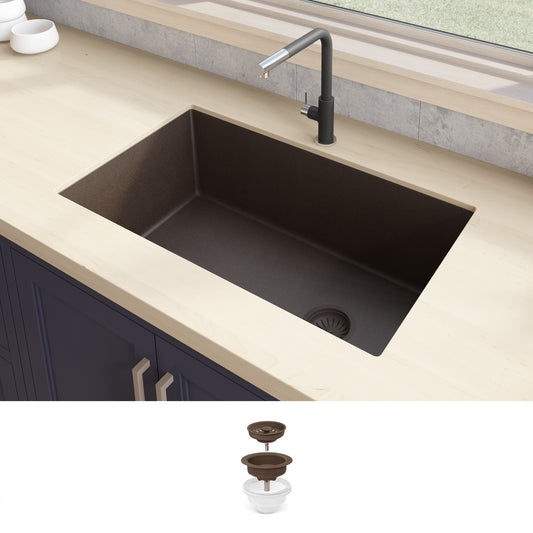 Ruvati epiGranite Undermount 31.75-in x 19.25-in Granite Single bowl Kitchen Sink