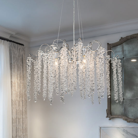 EDISLIVE 6 -Light Chrome Mid-century Crystal For Use in Bedrooms, Dining Rooms, Foyers, Kitchens, Living Rooms Chandelier