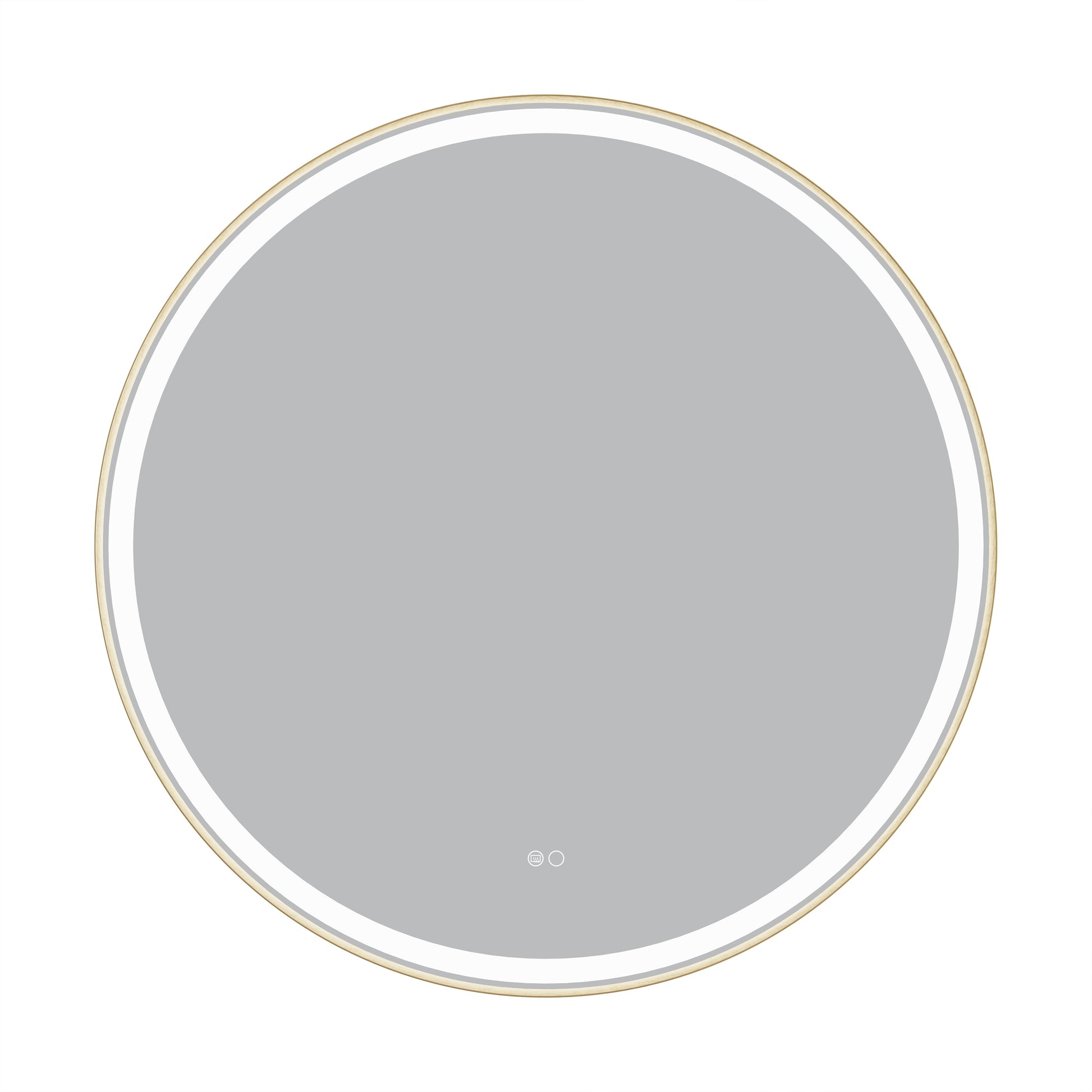 Forclover 36-in x 36-in Framed Round Dimmable LED Lighted Fog Free Bathroom Vanity Mirror ( Gold )