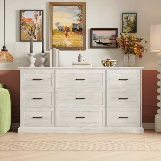FUFU&GAGA Off-white 9 -Drawer 70.9-in Standard dresser