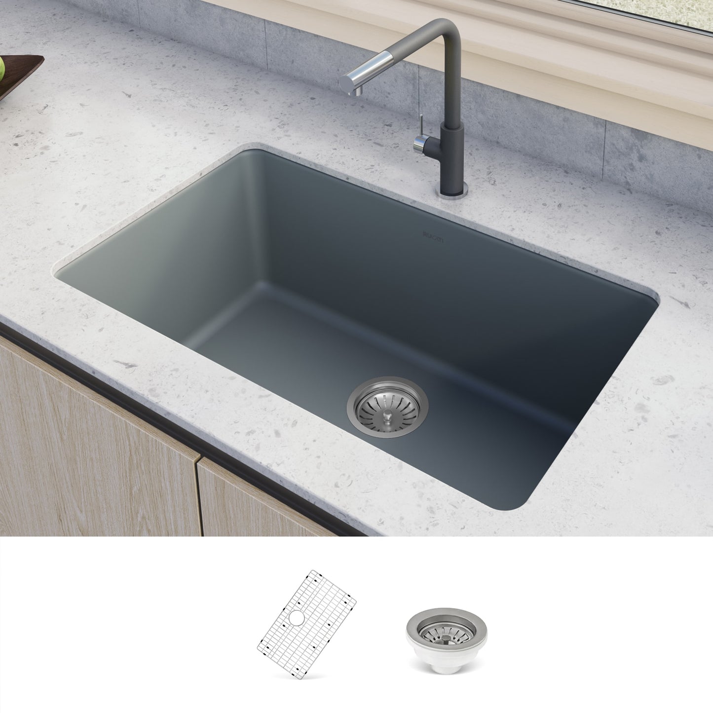 Ruvati Fiamma Drop-in or undermount 30-in x 18-in Fireclay Single bowl Kitchen Sink