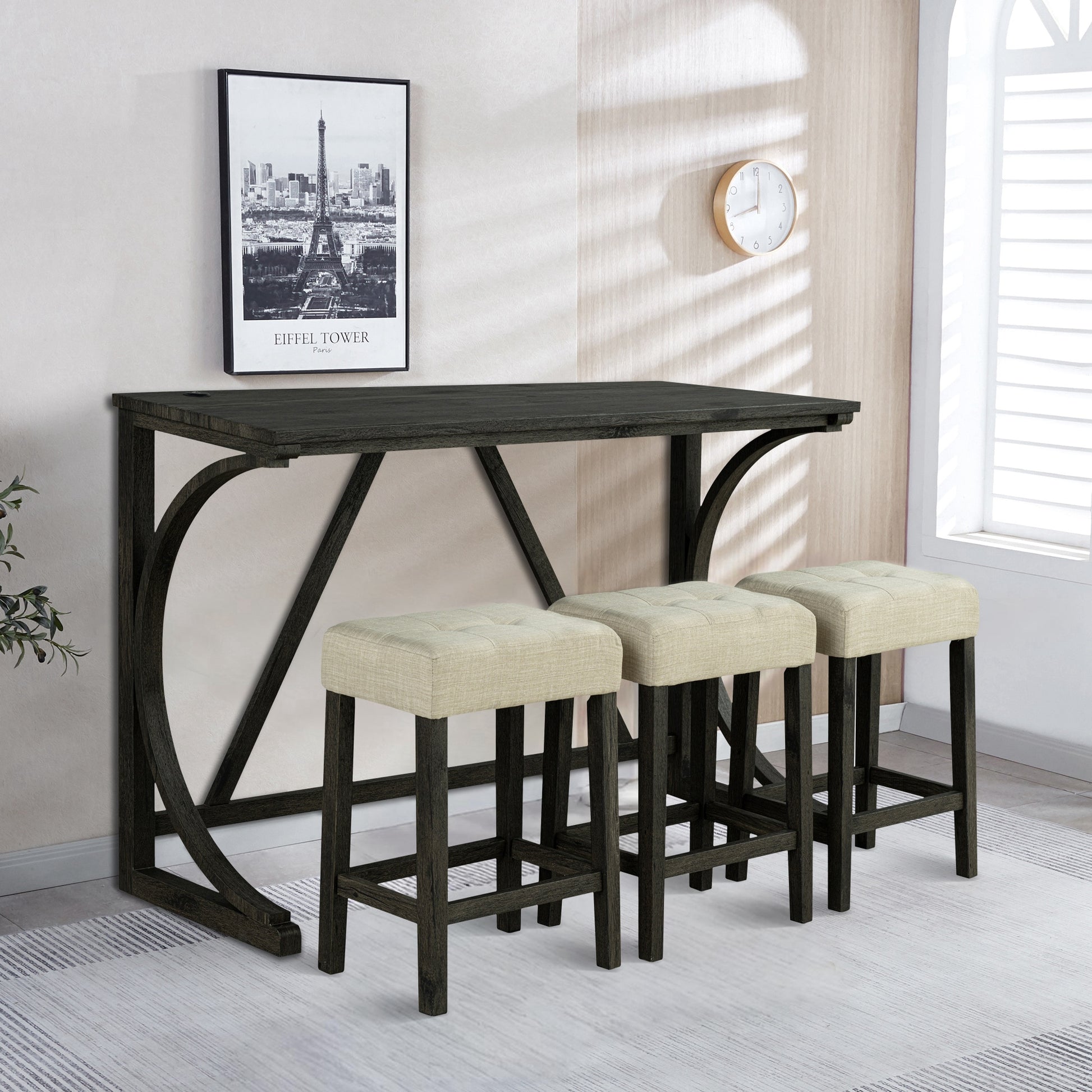 IHOMEadore Brown Transitional Dining Room Set with Rectangular Table ( Seats 3 )