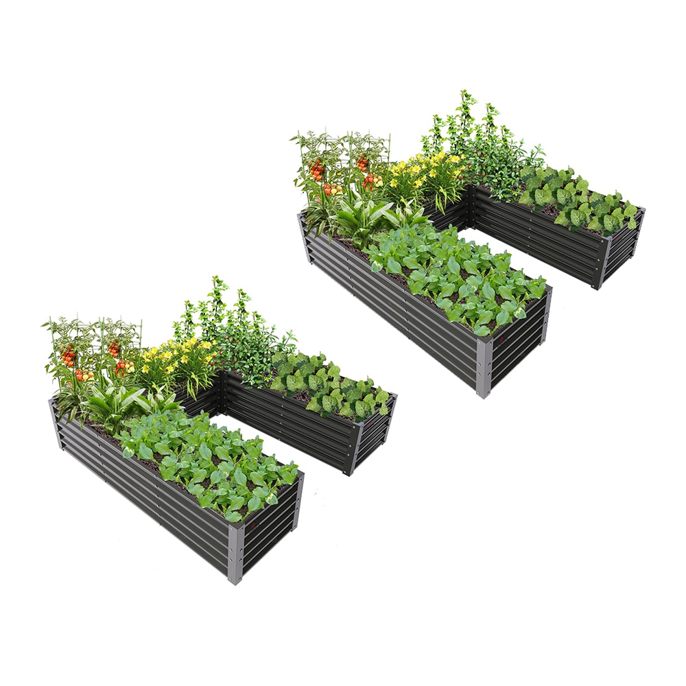 Zeus & Ruta 108-cu ft 72-in W x 72-in L x 18-in H Quartz Grey Galvanized Metal Raised Garden Bed