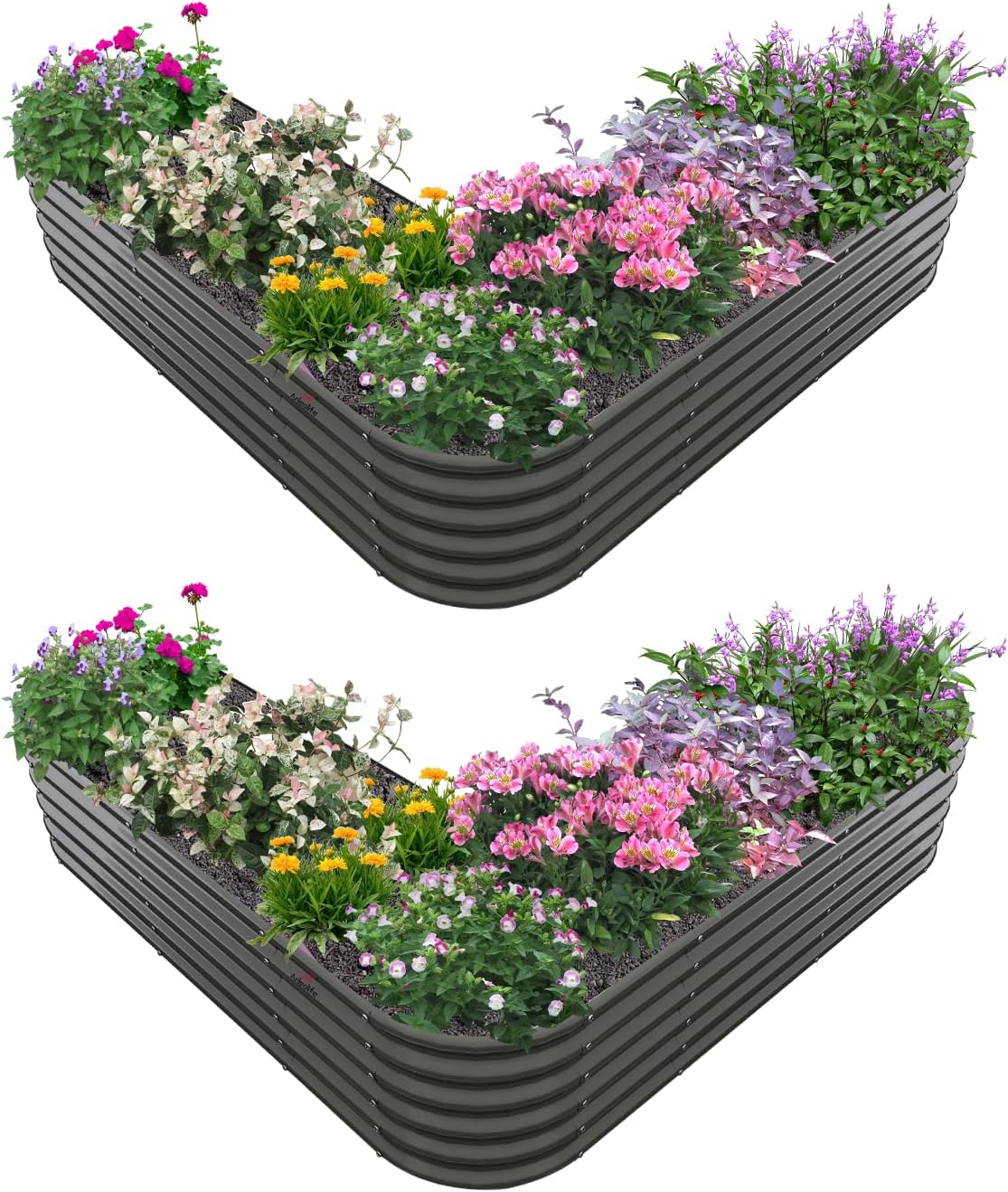 Zeus & Ruta 108-cu ft 81-in W x 81-in L x 18-in H Quartz Grey Galvanized Metal Raised Garden Bed