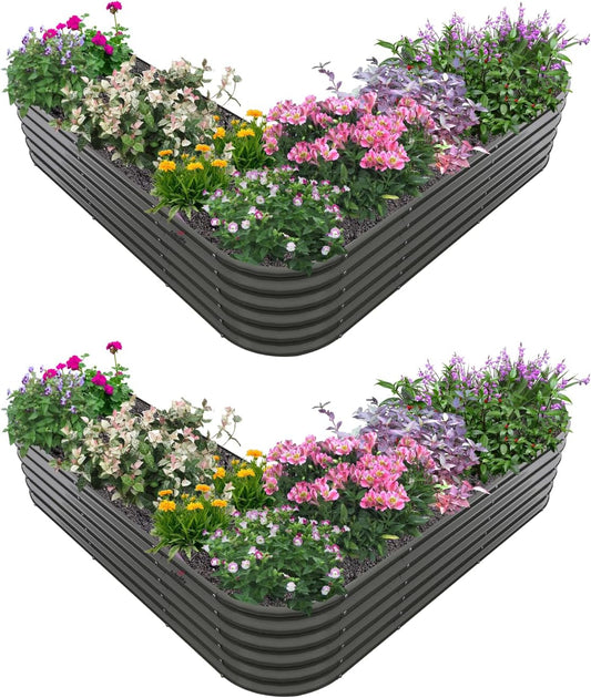 Zeus & Ruta 108-cu ft 81-in W x 81-in L x 18-in H Quartz Grey Galvanized Metal Raised Garden Bed