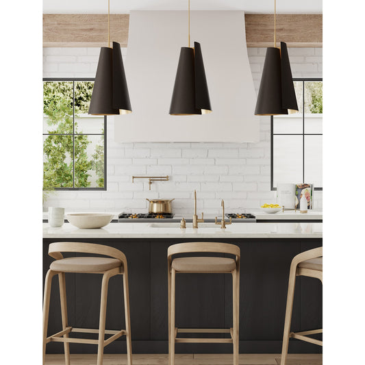 Minka Lavery Hillcrest 1 -Light Dark Bronze and Legacy Brass Modern/contemporary Metal Cone Medium Indoor Hanging Pendant Light