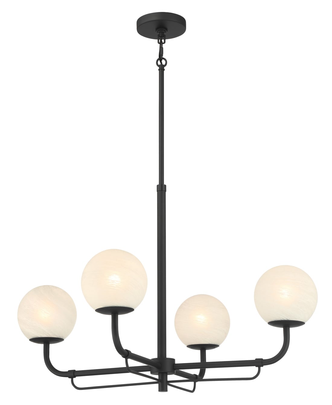 Minka Lavery Whitehall 4 -Light Matte Black Indoor Alabaster glass Glass Steel Chandelier