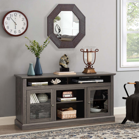 Fun Orange TV Stand Modern/Contemporary Black + Dark Walnut 60-in W TV cabinet ( Accommodates TVs up to 65-in )