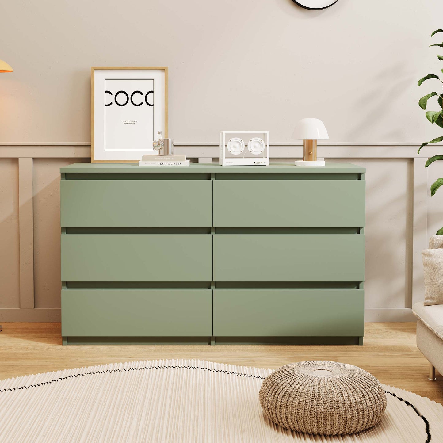 Fun Orange Bedroom Dresser Green 6 -Drawer 47.25-in Standard dresser